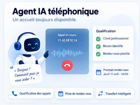 Agent IA téléphonique : qualification des appels, prise de rendez-vous et transfert